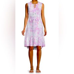 Beach Lunch Lounge tie-dye belted dress, light pink Size S